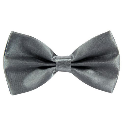 Grey Satin Pre-Tied Bow Tie