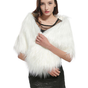 White Faux Fur Shawl