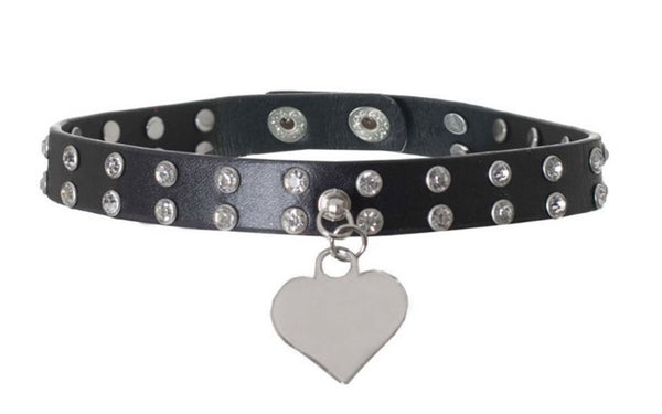 Heart Diamanté Black Choker