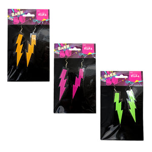 Green Glitter Neon Lightning Bolt Earrings