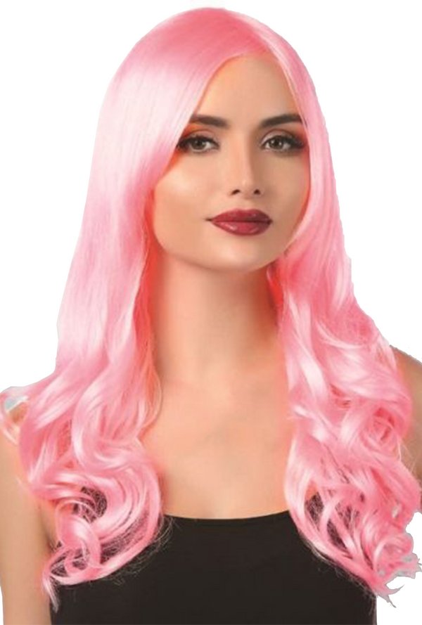 Long Light Pink Curly Wig