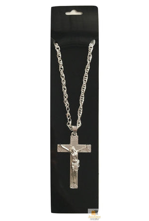 Gangster Crucifix Silver Cross Necklace