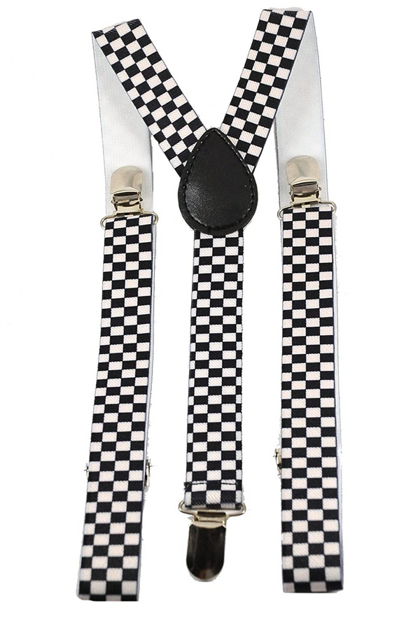 Black and White Checkered Suspenders