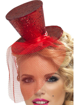 Red Mini Top Hat on Headband