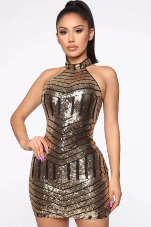 Black & Gold Sequin Dress