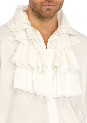 White Ruffle Front Shirt