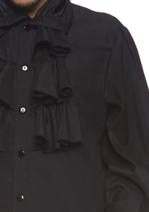 Black Ruffle Front Shirt