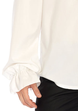 White Ruffle Front Shirt