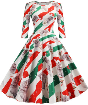 Christmas Kitty Vintage Dress