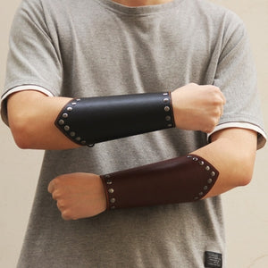 Black Pleather Roman Wrist Gauntlet E