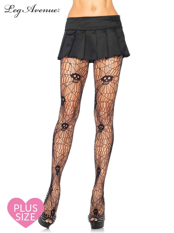 PLUS SIZE Skull Fishnet Pantyhose