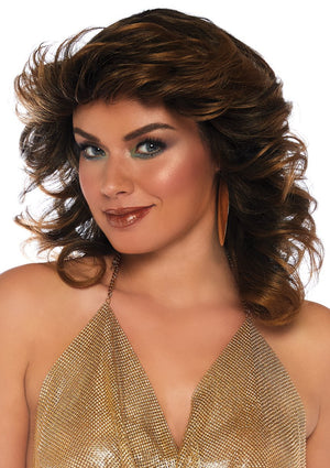 70's Brown Feathered Disco Wig