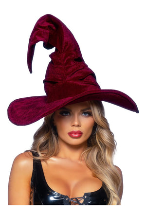 Burgundy Velvet Ruched Witch Hat