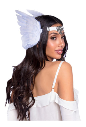 White Medallion Feather Headband