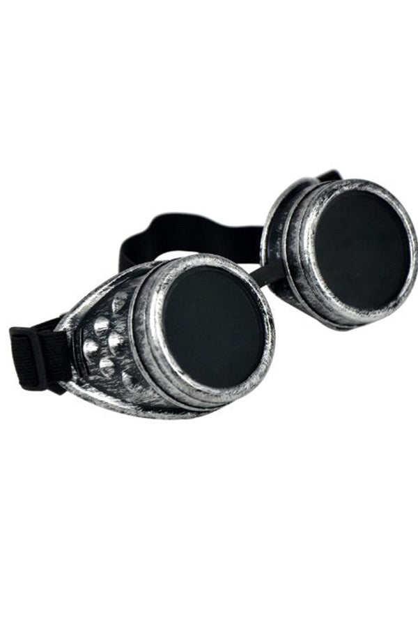 Brushed Silver Steampunk Goggles