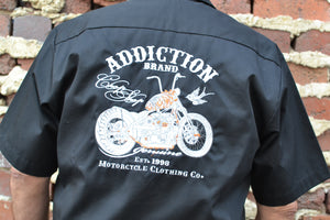 Addiction Brand Chop Shop Embroidered Button Down Shirt