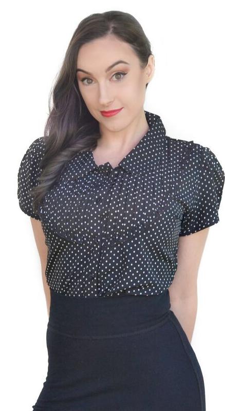 Ladies Black and White Polkadot Blouse