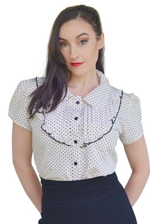 Ladies White Polkadot Blouse