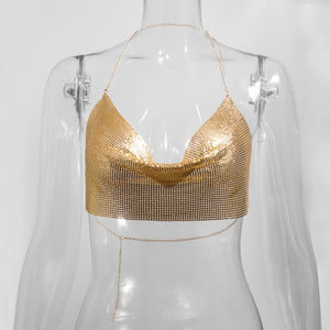 Gold Mini Rectangle Metal Mesh Top