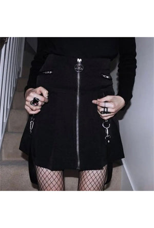 Black Pentagram Suspender Skater Skirt