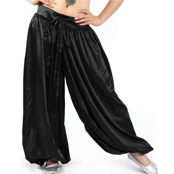 Black Satin Harem Pants