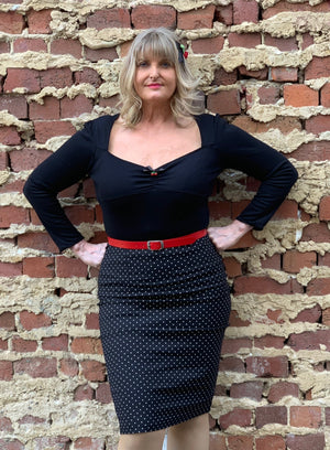 Black and White Polka Dot Pencil Skirt