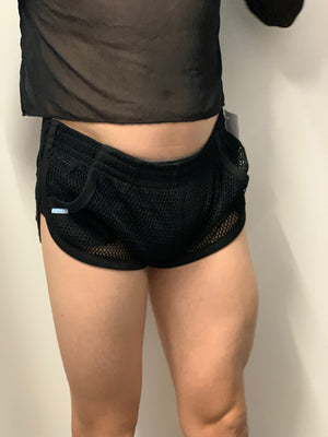 Men's Black Fishnet Shorts