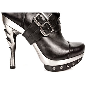 IN STOCK M.PUNK001-C1 Ladies Calf High Black Leather Boots