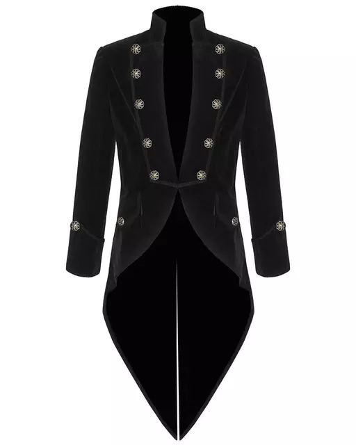 Men's Black Velvet Regency Style Tail Coat