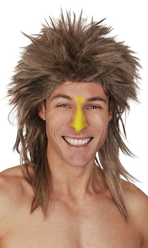 Brown Surfer Mullet Wig