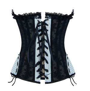 Pale Mint and Black Hip and Zip Detail Corset