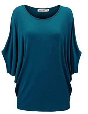 80's Deep Teal Batwing Top