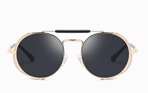 Gold and Black Retro Round Glasses