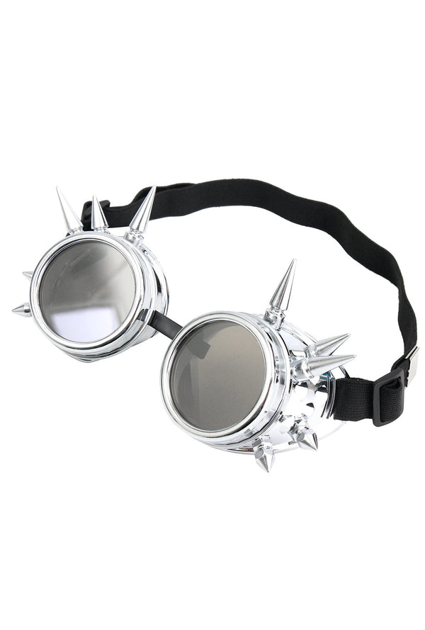 Silver Steampunk Goggles With Spikes