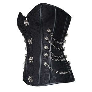 Steel Boned Black Steampunk Chain Corset