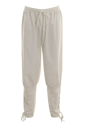 Mens White Lace-up Leg Pants