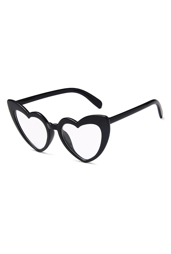 Black and Clear Retro Heart Glasses
