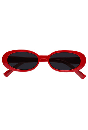 Red Narrow Oval Glasses