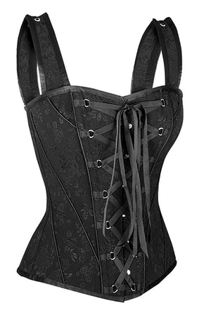 Lace-Up Black Overbust Corset