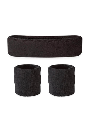 80's Black Sweatband Set