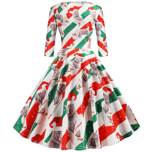 Christmas Kitty Vintage Dress