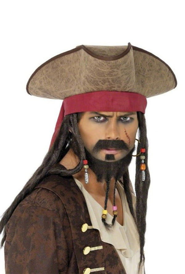 Brown Pirate Hat with Dreadlocks