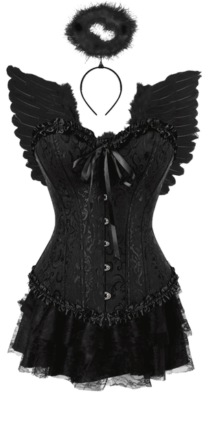 Black Fallen Angel Corset Costume Set