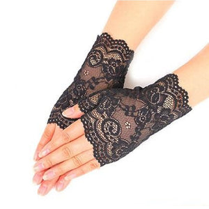 Black Fingerless Lace Gloves