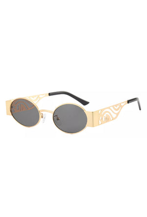 Black & Gold Metal Cut-Out Oval Glasses