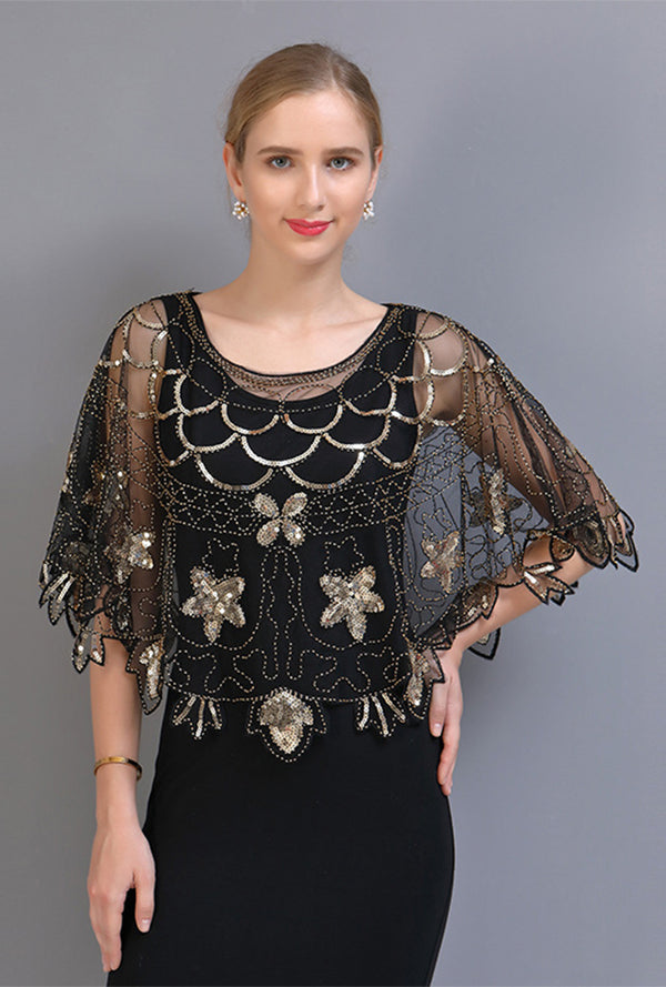 Great Gatsby Champagne Gold Shawl Cape