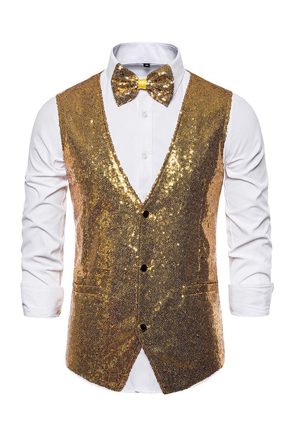 Gold Mini-Sequin Waistcoat