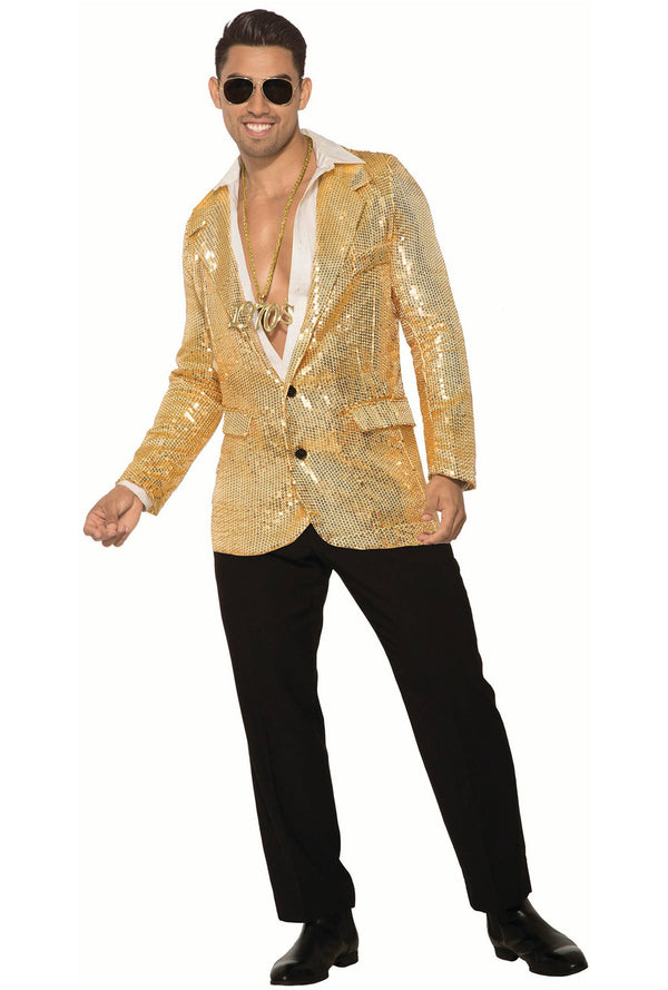 Mens Gold Sequin Disco Blazer