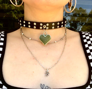 Heart Diamanté Black Choker