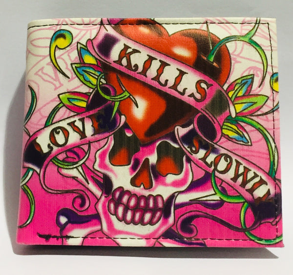 Wallet Love Kills Slowly Skull Pink